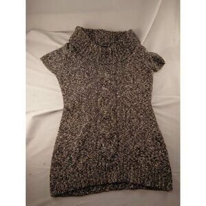 INC Women Short Sleeve Pullover Turtleneck  Black/White Sweater Size Large